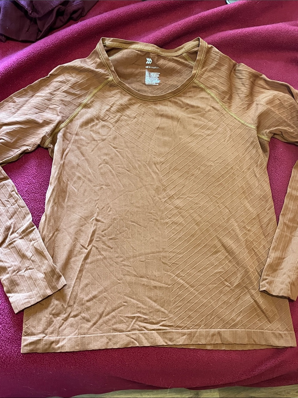 Women's Long Sleeve Athletic Top in Rust Brown
